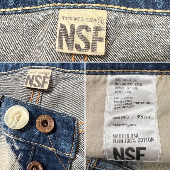 NSF Straight Slouch Bleached Distressed Jean SIZE 26 x 27 Blue RUNS LARGE USA - Picture 3 of 8